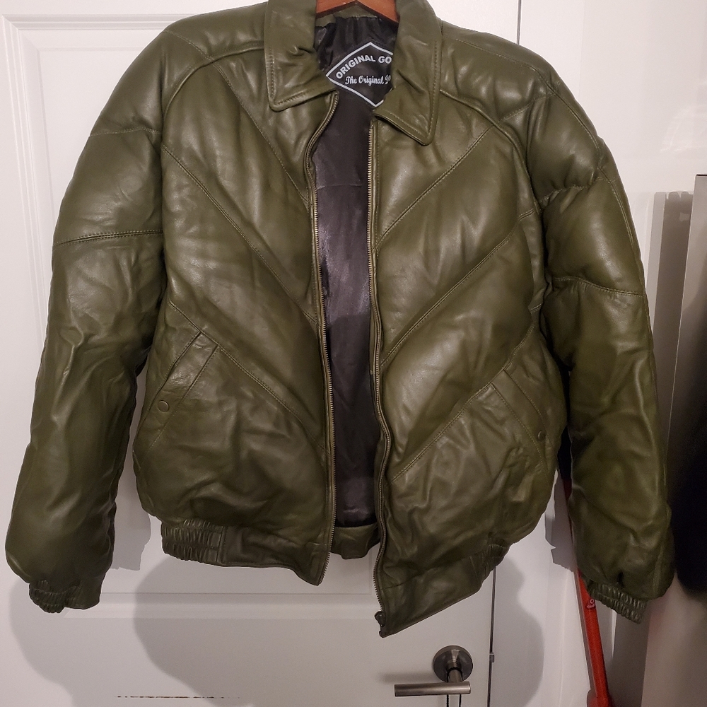Leather Goose Down Jacket - Gem